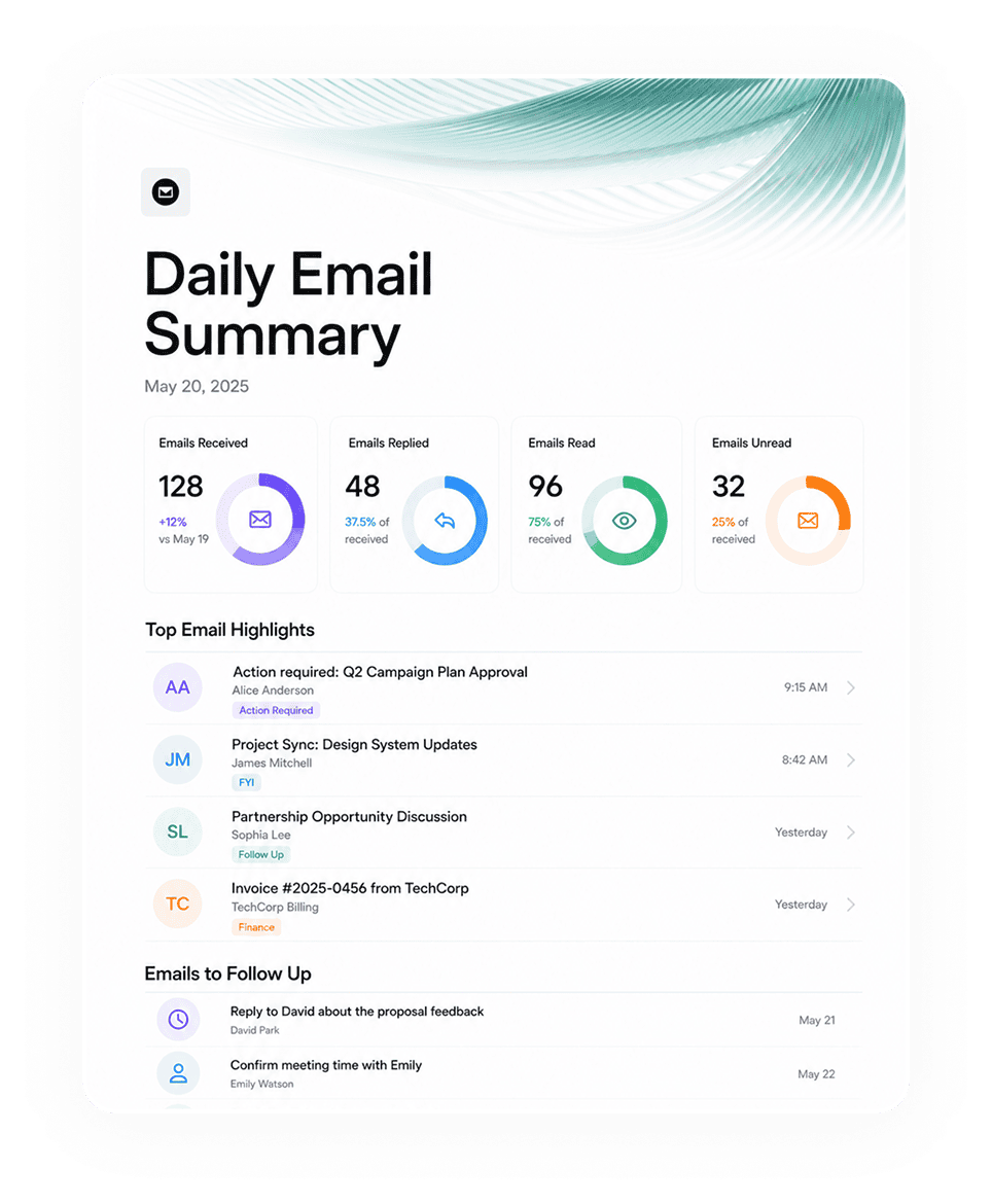 Email to-dos sorted automatically each morning